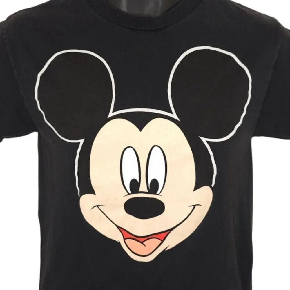 Mickey Mouse Crop Top T Shirt Womens Size Medium Black Walt Disney